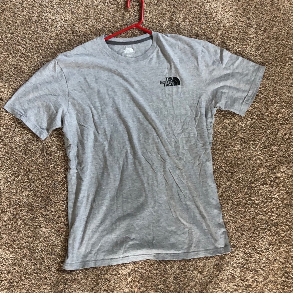 Gray North Face graphic logo tee